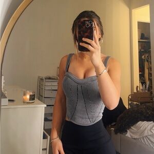 Free People Black and White Striped Top